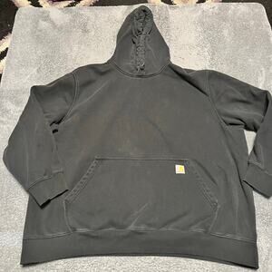 Carhartt Hoodie Mens 4XL Loose Rain Defender Washed Black Work Sweatshirt